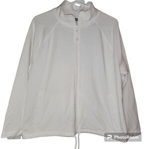 Talbots Women's Petite Full Zip Drawstring Bottom Jacket Sz XL Petite White